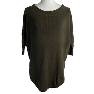 Express Sweater Womens XS Olive Green Drop Shoulder Slouchy Fit Pullover Blouse